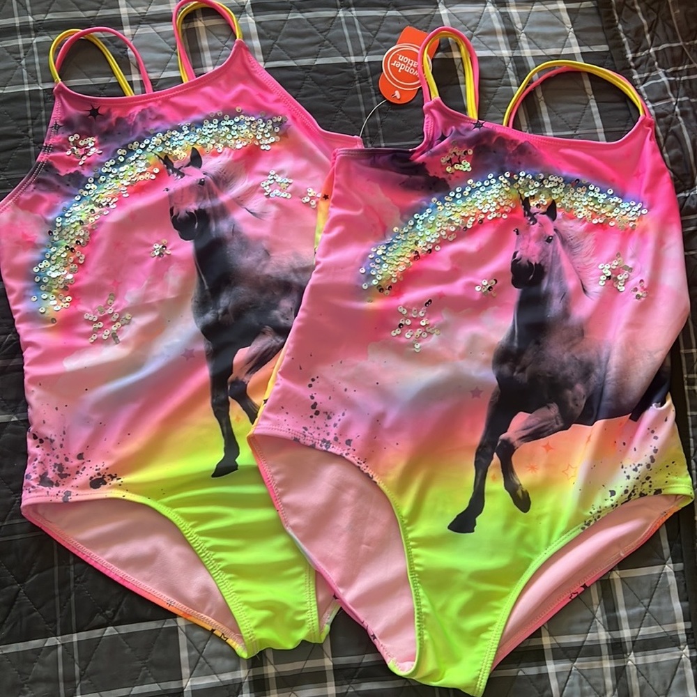 Wonder nation set of 2 Swim suits multi color